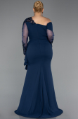 Robe Grande Taille Longue Mousseline Bleu Marine ABU5895