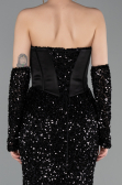 Robe de Soirée Longue Squameuse Noir ABU6041