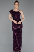 Robe de Soirée Longue Squameuse Violet Foncé ABU6075