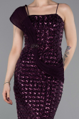 Robe de Soirée Longue Squameuse Violet Foncé ABU6075