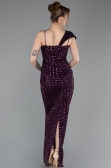 Robe de Soirée Longue Squameuse Violet Foncé ABU6075
