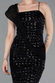 Robe de Soirée Longue Squameuse Noir ABU6075
