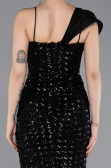 Robe de Soirée Longue Squameuse Noir ABU6075