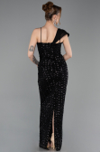 Robe de Soirée Longue Squameuse Noir ABU6075