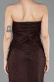 Robe de Soirée Longue Dantelle Brun ABU6089