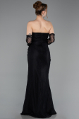 Robe de Soirée Longue Dantelle Noir ABU6089