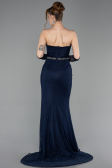 Robe de Soirée Longue Dantelle Bleu Marine ABU6060