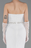 Robe de Soirée Longue Dantelle Blanc ABU6060