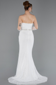 Robe de Soirée Longue Dantelle Blanc ABU6060