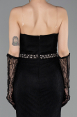 Robe de Soirée Longue Dantelle Noir ABU6060