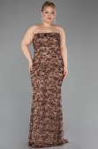 Robe de Soirée Grande Taille Longue Squameuse Cuivre ABU5794