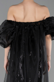 Robe de Soirée Longue Squameuse Noir ABU6099
