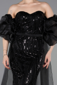 Robe de Soirée Longue Squameuse Noir ABU6099