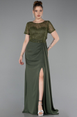 Robe de Soirée Longue Dantelle Kaki ABU6100