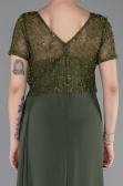 Robe de Soirée Longue Dantelle Kaki ABU6100