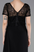 Robe de Soirée Longue Dantelle Noir ABU6100