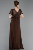 Robe de Soirée Longue Dantelle Brun ABU6100