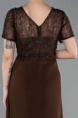 Robe de Soirée Longue Dantelle Brun ABU6100