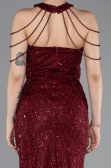 Robe de Soirée Longue Perlé Rouge Bordeaux ABU6073