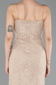 Robe de Soirée Longue Dantelle Beige ABU6077