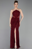 Robe de Soirée Longue Dantelle Rouge Bordeaux ABU6077