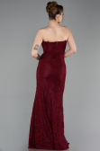 Robe de Soirée Longue Dantelle Rouge Bordeaux ABU6077