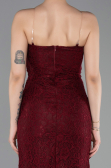 Robe de Soirée Longue Dantelle Rouge Bordeaux ABU6077