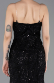 Robe de Soirée Longue Perlé Noir ABU6080