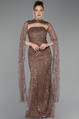 Robe de Soirée Longue Perlé Cuivre ABU6104