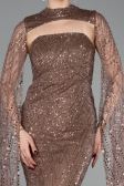 Robe de Soirée Longue Perlé Cuivre ABU6104