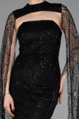 Robe de Soirée Longue Perlé Noir ABU6104