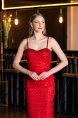 Robe de Soirée Longue Squameuse Rouge ABU6039