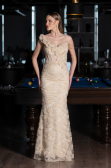 Robe de Soirée Longue Beige ABU6059