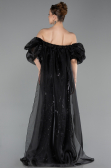 Robe de Soirée Longue Squameuse Noir ABU6099