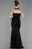 Robe de Soirée Longue Perlé Noir ABU6073