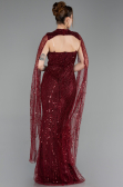 Robe de Soirée Longue Perlé Rouge Bordeaux ABU6104
