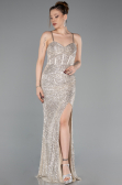 Robe de Soirée Longue Beige ABU6106