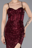 Robe de Soirée Longue Rouge Bordeaux ABU6106