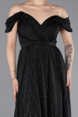 Robe de Soirée Longue Noir-Argent ABU6107