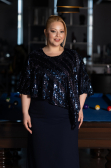 Robe De Soirée Grande Taille Midi Bleu Marine ABK2609