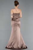Robe Queue de Poisson Longue Satin Cappuccino ABU6109