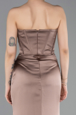 Robe Queue de Poisson Longue Satin Cappuccino ABU6109