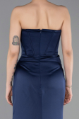 Robe Queue de Poisson Longue Satin Bleu Marine ABU6109