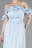 Robe de Soirée Longue Mousseline Bleu clair ABU6110