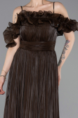 Robe de Soirée Longue Mousseline Brun ABU6110
