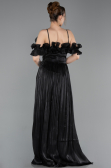 Robe de Soirée Longue Mousseline Noir ABU6110