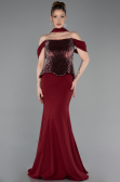 Robe de Soirée Longue Rouge Bordeaux ABU6094