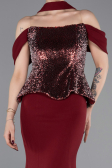 Robe de Soirée Longue Rouge Bordeaux ABU6094