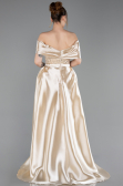 Robe De Soirée Perlé Longue Beige ABU5400