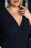 Robe de Soirée Grande Taille Longue Mousseline Bleu Marine ABU6067